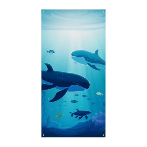 Türbanner mit Walen unter dem Meer, saisonale vertikale Türabdeckung, Dekoration, langlebiger Hintergrund für Party, Veranda, Eingang, Garten, Dekoration, 178 x 80 cm Türbanner mit Walen unter dem Meer, saisonale vertikale Türabdeckung, Dekoration, langlebiger Hintergrund für Party, Veranda, Eingang, Garten, Dekoration, 178 x 80 cm von LKHDS