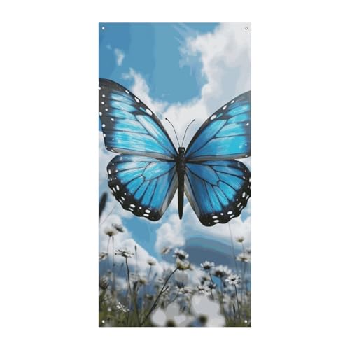 Türbanner mit blauem Schmetterling und Wolken, saisonale vertikale Türabdeckung, Dekoration, langlebiger Hintergrund für Party, Veranda, Eingang, Garten, Dekoration, 178 x 80 cm Türbanner mit blauem Schmetterling und Wolken, saisonale vertikale Türabdeckung, Dekoration, langlebiger Hintergrund für Party, Veranda, Eingang, Garten, Dekoration, 178 x 80 cm von LKHDS