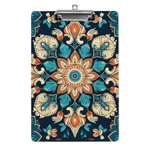 Vintage-Mandala-Blumen-Klemmbrett für Büro, Zuhause, Acryl-Klemmbrett mit Aufhängelöchern aus Edelstahl, langlebige Klemmbretter für Notizen, Prüfungen, Noten, Noten, 31,8 x 21,6 cm Vintage-Mandala-Blumen-Klemmbrett für Büro, Zuhause, Acryl-Klemmbrett mit Aufhängelöchern aus Edelstahl, langlebige Klemmbretter für Notizen, Prüfungen, Noten, Noten, 31,8 x 21,6 cm von LKHDS