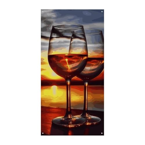 Weinglas-Türbanner mit Sonnenuntergang, saisonale vertikale Türabdeckung, Dekoration, langlebiger Hintergrund für Party, Veranda, Eingang, Garten, Dekoration, 178 x 80 cm Weinglas-Türbanner mit Sonnenuntergang, saisonale vertikale Türabdeckung, Dekoration, langlebiger Hintergrund für Party, Veranda, Eingang, Garten, Dekoration, 178 x 80 cm von LKHDS