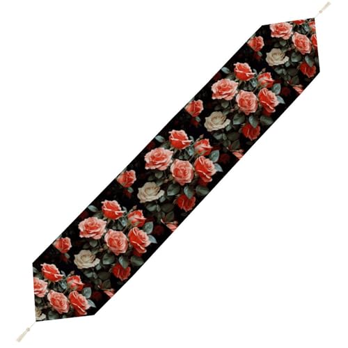 Wunderschöner Rosen-Tischläufer, wiederverwendbar, weich, kurz, Plüsch, Esstischdekoration für Hochzeit, Party, Küche, 178 x 33 cm Wunderschöner Rosen-Tischläufer, wiederverwendbar, weich, kurz, Plüsch, Esstischdekoration für Hochzeit, Party, Küche, 178 x 33 cm von LKHDS