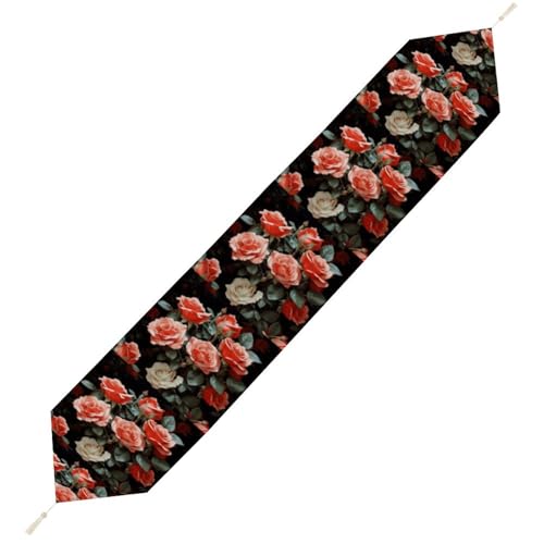 Wunderschöner Rosen-Tischläufer, wiederverwendbar, weich, kurz, Plüsch, Esstischdekoration für Hochzeit, Party, Küche, 229 x 33 cm Wunderschöner Rosen-Tischläufer, wiederverwendbar, weich, kurz, Plüsch, Esstischdekoration für Hochzeit, Party, Küche, 229 x 33 cm von LKHDS