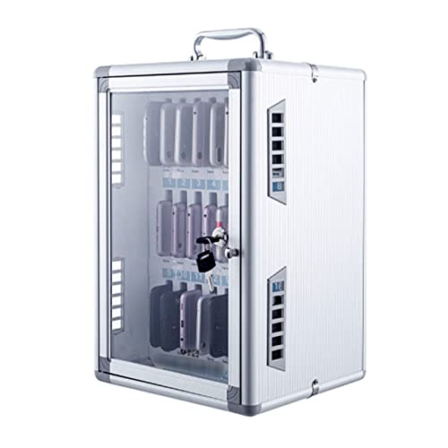 24 Slots Mobile Telefon Safe Werks-Handy-Speicherschrank Transparent Tür Transparentes Schloss für Mobiltelefon mit Schloss, Silver-24 (26x24x39cm) Made in China von LKHGTR