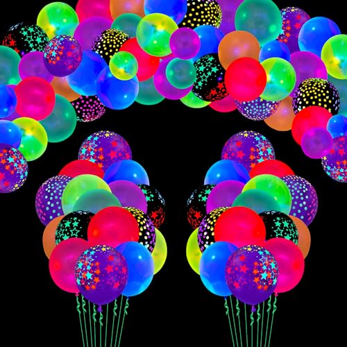 109 Packungen Neon Luftballons Leuchtende Ballons Glow in The Dark Ballons Schwarzlicht Reaktive Polka Dot Latex Luftballons Fluoreszierende Sterne Ballons Neon Party Zubehör Leuchtendes Partyzubehör 109 Packungen Neon Luftballons Leuchtende Ballons Glow in The Dark Ballons Schwarzlicht Reaktive Polka Dot Latex Luftballons Fluoreszierende Sterne Ballons Neon Party Zubehör Leuchtendes Partyzubehör von LKITMIUT