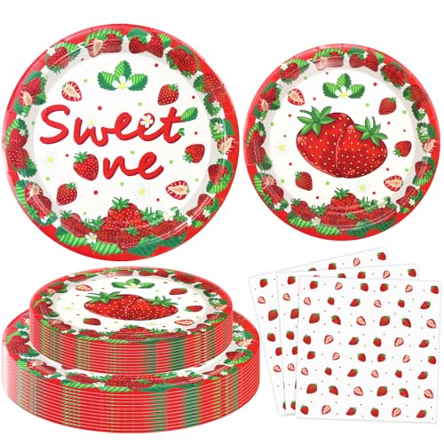 120 Packungen Erdbeere Geburtstag Party Dekoration Beeren Erste Geburtstag Party Zubehör Sweet One Geburtstag Dekoration Sommerfrüchte-Geschirr-Set - Erdbeer Themen Teller, Servietten Für 40 Personen 120 Packungen Erdbeere Geburtstag Party Dekoration Beeren Erste Geburtstag Party Zubehör Sweet One Geburtstag Dekoration Sommerfrüchte-Geschirr-Set - Erdbeer Themen Teller, Servietten Für 40 Personen von LKITMIUT