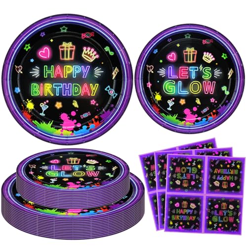 120 Packungen Neon Geburtstag Party Dekorationen Leuchtendes Partyzubehör Glow in The Dark Partyzubehör Bunte Graffiti-Partydekoration Schwarzlicht-Geschirrset - Teller, Servietten für 40 Personen 120 Packungen Neon Geburtstag Party Dekorationen Leuchtendes Partyzubehör Glow in The Dark Partyzubehör Bunte Graffiti-Partydekoration Schwarzlicht-Geschirrset - Teller, Servietten für 40 Personen von LKITMIUT