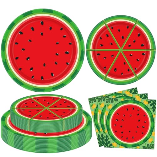 120 Packungen Wassermelonen Party Zubehör Eine In Einer Melone Party Dekorationen Wassermelone Thema Dekoration Sommerfrüchte Geschirr-Set - Wassermelonen Teller, Melonen Servietten Für 40 Personen von LKITMIUT