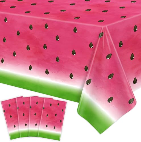 4 Pack Wassermelone Party Tischtuch Wassermelone Tischdecke Eine in Einer Melone Party Tischtuch Wassermelone Thema Tischtuch Wassermelone Geburtstag Party Supplies Kunststoff Sommer Obst Party Dekor von LKITMIUT