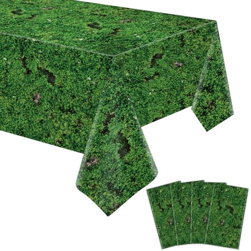 4 Stück Grünes Moos Tischtuch Grüne Blätter Tischtuch Gras Tischdecken Wald Dschungel Tischdecke Pflanzen Natur Thematisch Party Tischdekoration Wald Party Dekorationen Moos Thema Zubehör 86 x 51 Zoll von LKITMIUT