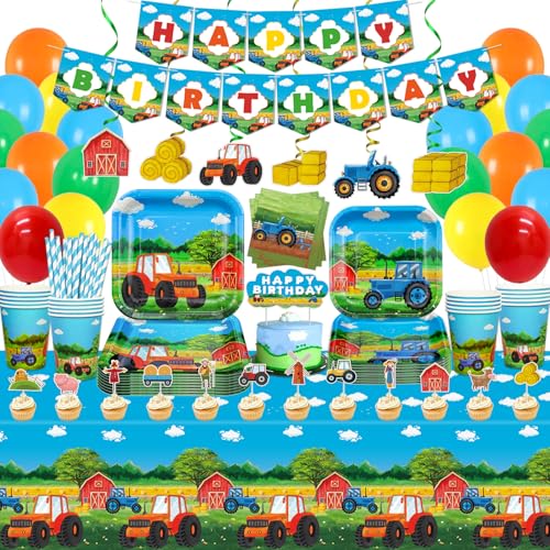 LKITMIUT 174 Pack Traktor Geburtstag Party Zubehör Farm Party Dekorationen Traktor Zubehör Bauernhof Partygeschirr Set - Teller, Luftballons, Banner, Tischtuch, Tassen für 20 Personen LKITMIUT 174 Pack Traktor Geburtstag Party Zubehör Farm Party Dekorationen Traktor Zubehör Bauernhof Partygeschirr Set - Teller, Luftballons, Banner, Tischtuch, Tassen für 20 Personen von LKITMIUT