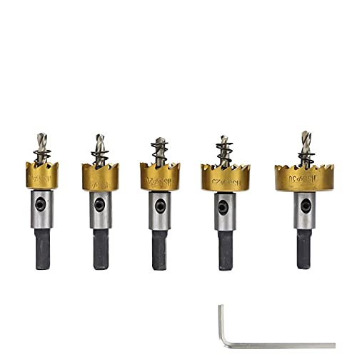 LKLNCXC Bohrer 5 Teile/Satz HSS Lochschneider Bohrer 16/18,5/20/25/30mm Lochsägenschneider Blau Beschichtung Kernbohrer for Holz Metall Bohren-_TiN Beschichtet(TiN Coated) von LKLNCXC