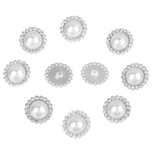 LKLNCXC Schaltflächen 10 Stück Metalllegierung Gold Silber Knöpfe for Kleidung 15mm 17mm 19mm 23mm Runde Perlenknöpfe Hochzeitsdekor DIY Nähzubehör-Silber-15mm(Silver-21mm) von LKLNCXC