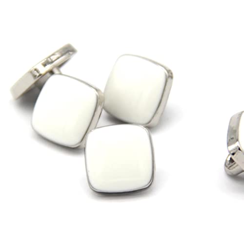 LKLNCXC Schaltflächen 10 Stück kleine quadratische Metallknöpfe mit Schaft for Kleidung, Hemd, dekorativ, handgefertigt, Basteln, Nähen, Schwarz, 10 mm(White) von LKLNCXC