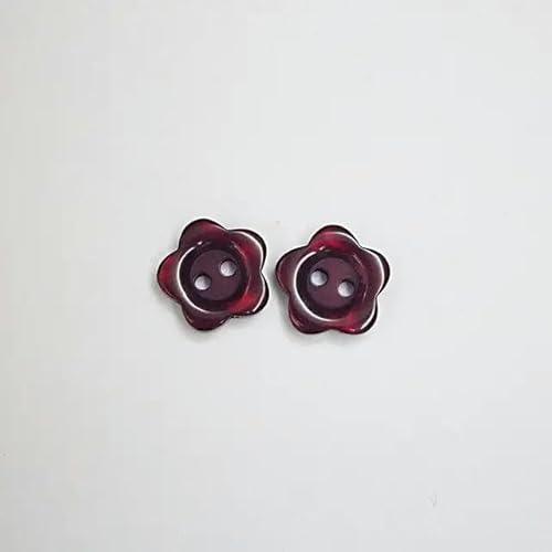 LKLNCXC Schaltflächen 50 Stück 12,5 mm/15 mm Harzknopf, Blumenform, 2-Loch-Perlenknopf, Kleidungszubehör, Nähen, DIY for Kinderkleidung-grau-12,5 mm(Red Wine,12.5mm) von LKLNCXC