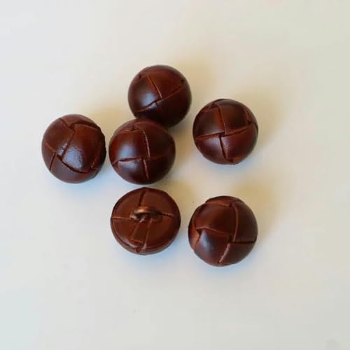LKLNCXC Schaltflächen 6 Stück/Los Echtleder-Knöpfe 15/19/21/23/26 mm Beige Schwarz Lederknopf for Mäntel Jackenschnalle-Runde Kugel schwarz-15 mm(Football Deep Brown,15mm) von LKLNCXC