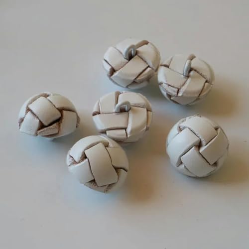 LKLNCXC Schaltflächen 6 Stück/Los Echtleder-Knöpfe 15/19/21/23/26 mm Beige Schwarz Lederknopf for Mäntel Jackenschnalle-Runde Kugel schwarz-15 mm(Round Ball White,20mm) von LKLNCXC