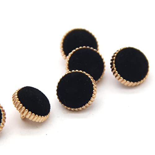 LKLNCXC Schaltflächen 6 Stück 13 mm Tweed-Stoff überzogene Metallschaft-Kleiderknöpfe for Kleidung, Hemd, Bluse, Dekorationen, DIY-Nähzubehör-Schwarz, 13 mm(Black) von LKLNCXC