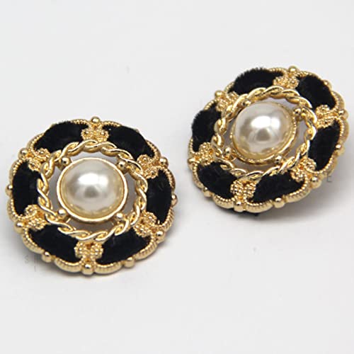 LKLNCXC Schaltflächen 6 Stück 25 mm große Vintage-Luxus-Perlenknöpfe for Damenmäntel for Nähen von Retro-Blazern, Anzügen, Kleidern, handgefertigten Bastelarbeiten, Schwarz, 25 mm(Black) von LKLNCXC
