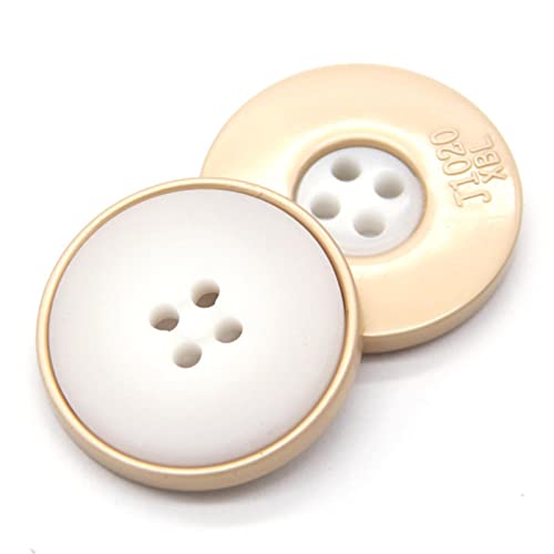 LKLNCXC Schaltflächen 6 Stück 4-Loch-Nähknöpfe aus Kunstharzmetall for Kleidung, Mantel, Anzug, dekorative handgefertigte Accessoires, Schwarz, 23 mm(White,23mm) von LKLNCXC