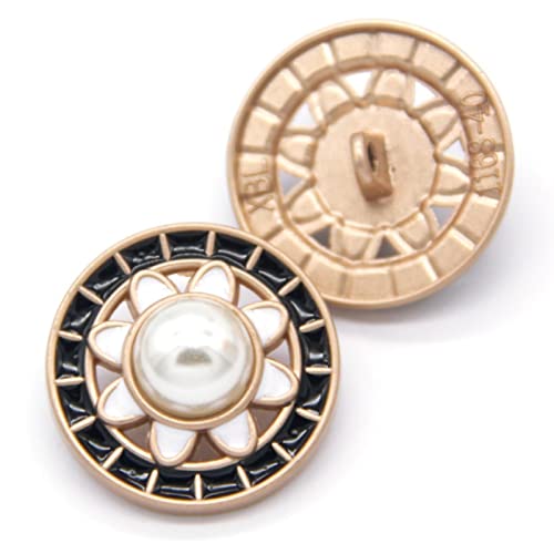LKLNCXC Schaltflächen 6 Stück Vintage runde Diamantperlen-Gold-Metallknöpfe for Damenbekleidung, Pullover, dekorative Mantelknöpfe, Nähzubehör-Rot - YDS04, 18 mm(Black-White - Yds03,18mm) von LKLNCXC