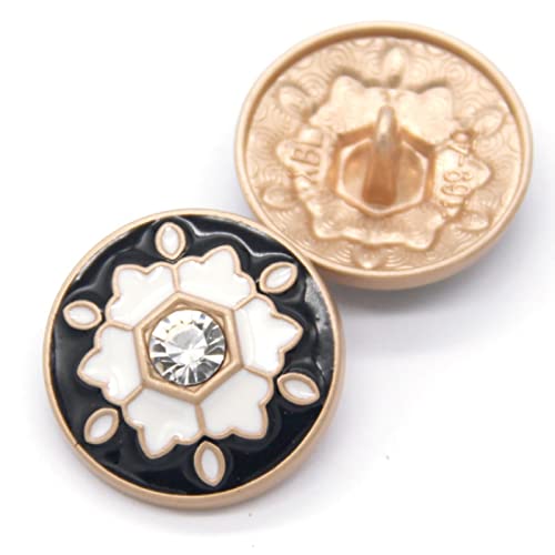 LKLNCXC Schaltflächen 6 Stück Vintage runde Diamantperlen-Gold-Metallknöpfe for Damenbekleidung, Pullover, dekorative Mantelknöpfe, Nähzubehör-Rot - YDS04, 18 mm(Black - Yds04,25mm) von LKLNCXC