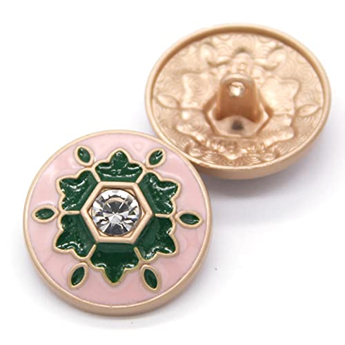 LKLNCXC Schaltflächen 6 Stück Vintage runde Diamantperlen-Gold-Metallknöpfe for Damenbekleidung, Pullover, dekorative Mantelknöpfe, Nähzubehör-Rot - YDS04, 18 mm(Pink - Yds04,18mm) von LKLNCXC