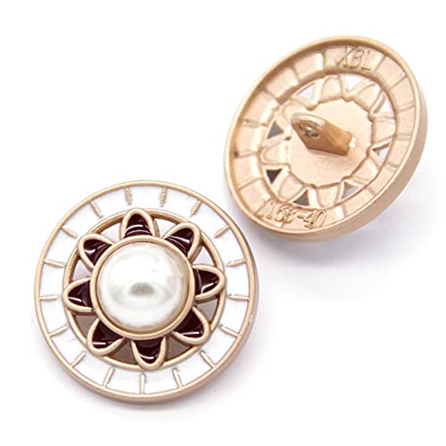 LKLNCXC Schaltflächen 6 Stück Vintage runde Diamantperlen-Gold-Metallknöpfe for Damenbekleidung, Pullover, dekorative Mantelknöpfe, Nähzubehör-Rot - YDS04, 18 mm(White-red - Yds03,22mm) von LKLNCXC