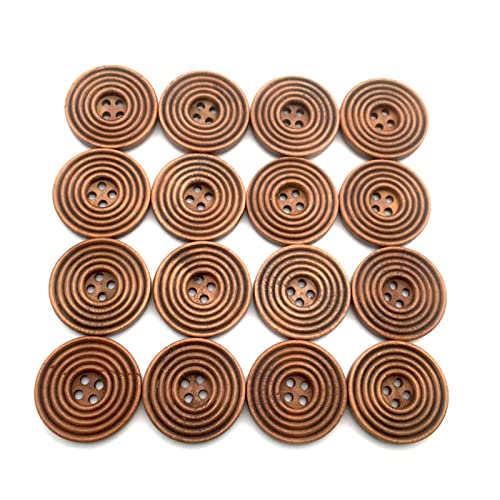 LKLNCXC Schaltflächen 7 Größen Kaffeefarbene runde spiralförmige Holzknöpfe 4 Löcher Nähen Scrapbooking Basteln Kleidung Handgefertigte Holzknöpfe-28mm 20St(25mm 30PCS) von LKLNCXC