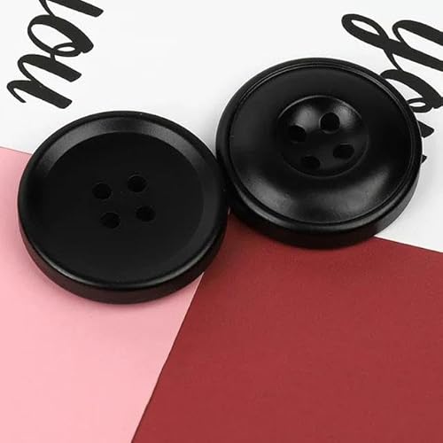LKLNCXC Schaltflächen Neue 6 Stück Harzknöpfe mit 4 Löchern, Nähzubehör, komplette Größe for Kleidung, dekorative Knöpfe, handgefertigt, DIY, Weinrot, 15 mm(Black,18mm) von LKLNCXC