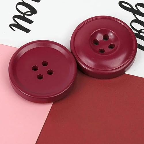 LKLNCXC Schaltflächen Neue 6 Stück Harzknöpfe mit 4 Löchern, Nähzubehör, komplette Größe for Kleidung, dekorative Knöpfe, handgefertigt, DIY, Weinrot, 15 mm(Wine Red,15mm) von LKLNCXC