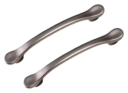 LKLNCXC Versteckte Möbelgriffe Graue Schrankgriffe, Schranktürknöpfe aus Zinklegierung, 2 Stück, Küchenschubladengriffe, solide Schlafzimmermöbelgriffe, mit Schrauben(Hole Distance 128mm) von LKLNCXC