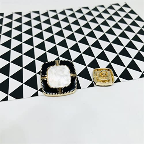 Schaltflächen 10 Stück 20 mm quadratische Metallknöpfe for Hemdmantel, handgefertigtes DIY-Nähzubehör, Damenkleidung, dekorative Knöpfe, schwarzes Quadrat, 25 mm, 10 Stück(White Star,25mm-10pcs) von LKLNCXC
