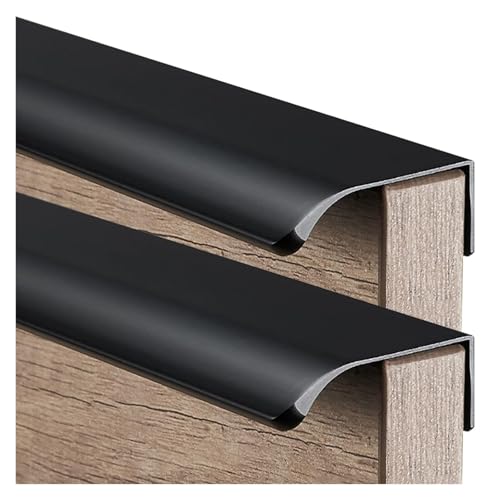 Versteckte Möbelgriffe Schwarze Schubladengriffe, versteckte Schranktürgriffe, 2 Stück, lange Kleiderschrankgriffe, for Küchen- und Schlafzimmermöbel, Schrank, Aluminiumlegierung(Length 500mm) von LKLNCXC
