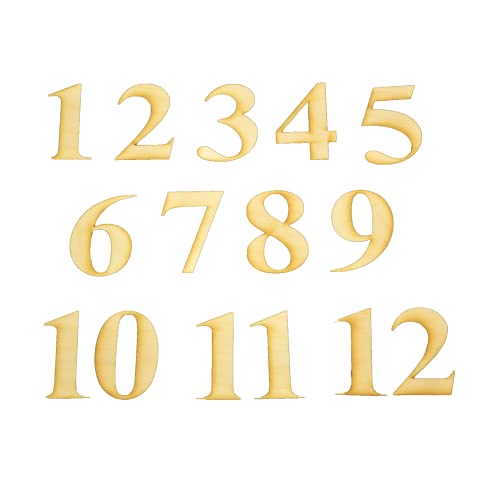 Unlackiertes Holzuhr-Zahlen-Set in römischen Schriftarten, erhältlich in einer Vielzahl von Größen und Stärken (3,8 cm hoch, 0,3 cm dick) von LKN ART