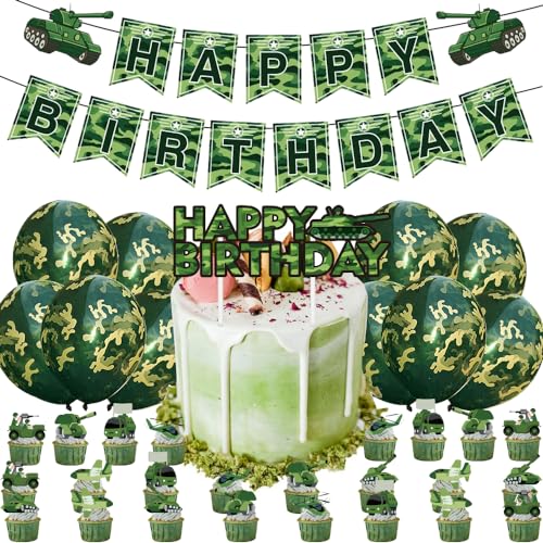 LKNBIF Camouflage Geburtstagsfeier Dekorationen, 36 Stück Grüne Camo Alles Gute zum Geburtstag Banner Hängende Strudel Cupcake Toppers für Jungen Mädchen Erwachsene LKNBIF Camouflage Geburtstagsfeier Dekorationen, 36 Stück Grüne Camo Alles Gute zum Geburtstag Banner Hängende Strudel Cupcake Toppers für Jungen Mädchen Erwachsene von LKNBIF