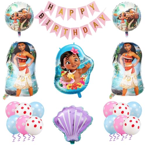LKNBIF M-oana Geburtstag Set 19 Stück M-oana Party Balloons Set Luftballons Banner Geburtstag Dekoration Party Supplies für M-oana Thema Kindergeburtstag Party Dekoration von LKNBIF