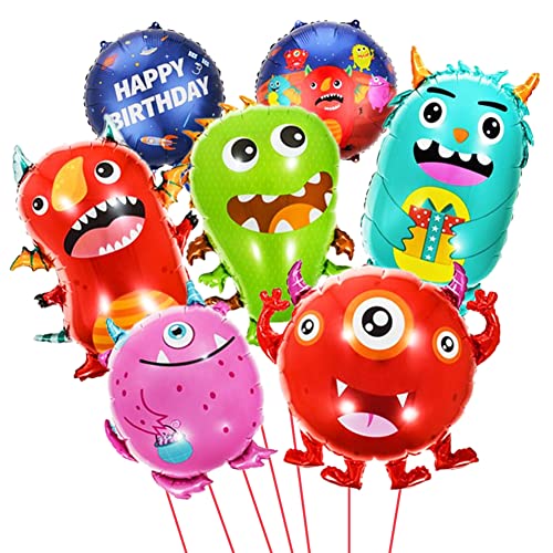 Monster Luftballon, LKNBIF 7 Stück Monster Party Kindergeburtstags Deko, Geburtstags Dekoration Monster Luftballons, Monster Folienballon Geburtstag Dekoration für Kinder Junge Mädchen von LKNBIF