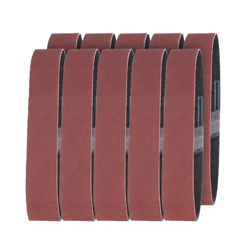 LKOOFHNM 10 Stück 25 x 330 mm Schleifbänder, Körnung 120/320/600, für Holz, Weichmetall, Polieren, NE-Metalle, Aluminium, Fiberglas, Gummi, Kunststoff von LKOOFHNM