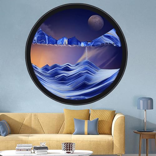 LKQTNDA Sandbilder Zum Drehen, Beweglicher Sand-Kunstdekor, 360° drehbare wandmontierte dynamische 3D-Sandmalerei, Tiefsee-Sandlandschaft, Wand Deko Wohnzimmer Büro,Geschenke,C-7in/18cm von LKQTNDA