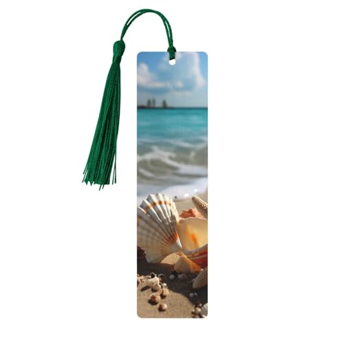 Holz-Lesezeichen für Männer und Frauen, Holz-Lesezeichen mit Löchern und Quasten, Vintage-Lesezeichen, Muscheln, Seestern am Strand, Holzanhänger, Ornamente, handgefertigte Bastel-Lesezeichen für Holz-Lesezeichen für Männer und Frauen, Holz-Lesezeichen mit Löchern und Quasten, Vintage-Lesezeichen, Muscheln, Seestern am Strand, Holzanhänger, Ornamente, handgefertigte Bastel-Lesezeichen für von LKTPSKQRY