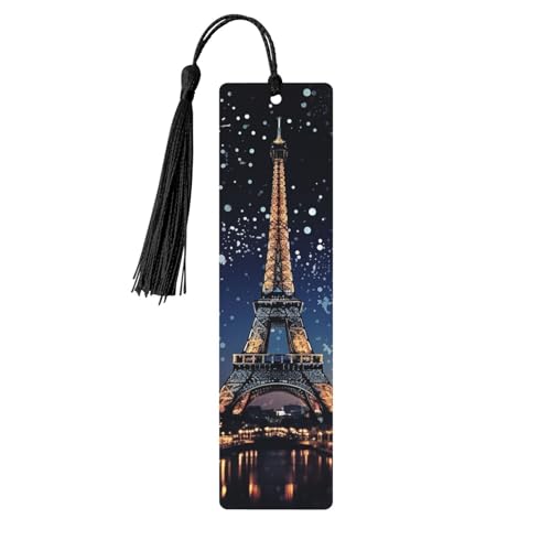 Holz-Lesezeichen für Männer und Frauen, Holz-Lesezeichen mit Löchern und Quasten, Vintage-Lesezeichen, Nacht, Paris, Eiffelturm, Holz, hängende Anhänger, Ornamente, handgefertigte Bastel-Lesezeichen Holz-Lesezeichen für Männer und Frauen, Holz-Lesezeichen mit Löchern und Quasten, Vintage-Lesezeichen, Nacht, Paris, Eiffelturm, Holz, hängende Anhänger, Ornamente, handgefertigte Bastel-Lesezeichen von LKTPSKQRY
