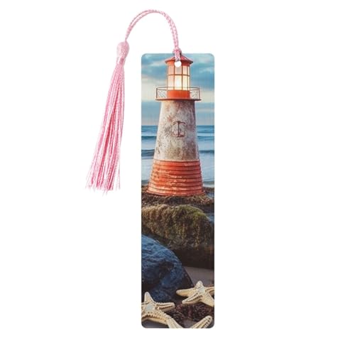 Holz-Lesezeichen für Männer und Frauen, Holz-Lesezeichen mit Löchern und Quasten, Vintage-Lesezeichen, Seestern, Leuchtturm, Strand, Holzanhänger, Ornamente, handgefertigte Bastel-Lesezeichen für Holz-Lesezeichen für Männer und Frauen, Holz-Lesezeichen mit Löchern und Quasten, Vintage-Lesezeichen, Seestern, Leuchtturm, Strand, Holzanhänger, Ornamente, handgefertigte Bastel-Lesezeichen für von LKTPSKQRY