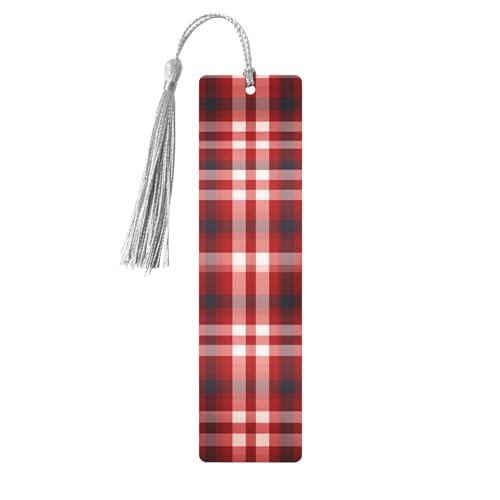 Holz-Lesezeichen für Männer und Frauen, Holz-Lesezeichen mit Löchern und Quasten, Vintage-Lesezeichen, rot, kariert, Holz, hängende Anhänger, Ornamente, handgefertigte Bastel-Lesezeichen für Geschenke Holz-Lesezeichen für Männer und Frauen, Holz-Lesezeichen mit Löchern und Quasten, Vintage-Lesezeichen, rot, kariert, Holz, hängende Anhänger, Ornamente, handgefertigte Bastel-Lesezeichen für Geschenke von LKTPSKQRY