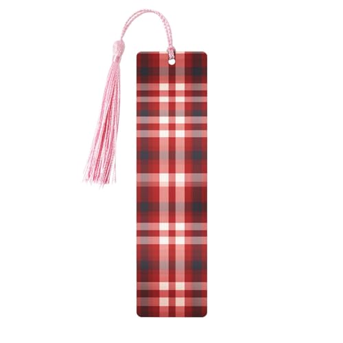 Holz-Lesezeichen für Männer und Frauen, Holz-Lesezeichen mit Löchern und Quasten, Vintage-Lesezeichen, rot, kariert, Holz, hängende Anhänger, Ornamente, handgefertigte Bastel-Lesezeichen für Geschenke Holz-Lesezeichen für Männer und Frauen, Holz-Lesezeichen mit Löchern und Quasten, Vintage-Lesezeichen, rot, kariert, Holz, hängende Anhänger, Ornamente, handgefertigte Bastel-Lesezeichen für Geschenke von LKTPSKQRY