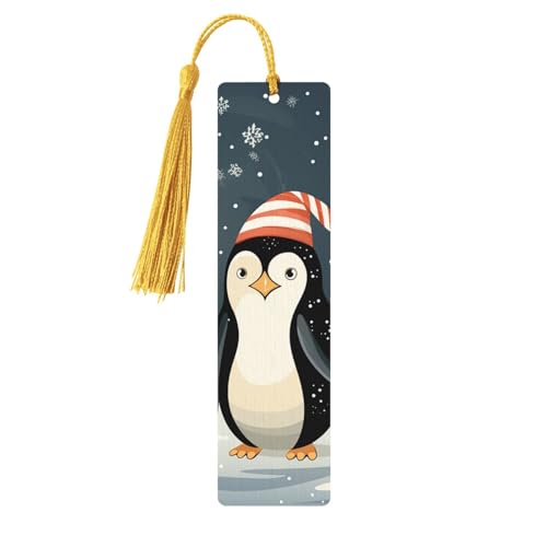 Holz-Lesezeichen für Männer und Frauen, Holz-Lesezeichen mit Löchern und Quasten, Vintage-Lesezeichen "Merry Christmas", Pinguine, Holzanhänger, Ornamente, handgefertigte Bastel-Lesezeichen für Holz-Lesezeichen für Männer und Frauen, Holz-Lesezeichen mit Löchern und Quasten, Vintage-Lesezeichen "Merry Christmas", Pinguine, Holzanhänger, Ornamente, handgefertigte Bastel-Lesezeichen für von LKTPSKQRY
