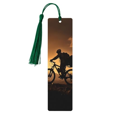 Holz-Lesezeichen für Männer und Frauen, Holz-Lesezeichen mit Löchern und Quasten, Vintage-Lesezeichen für Mountainbike am Abend, Holzanhänger, Ornamente, handgefertigte Bastel-Lesezeichen für Holz-Lesezeichen für Männer und Frauen, Holz-Lesezeichen mit Löchern und Quasten, Vintage-Lesezeichen für Mountainbike am Abend, Holzanhänger, Ornamente, handgefertigte Bastel-Lesezeichen für von LKTPSKQRY