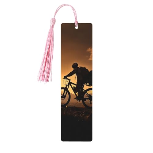 Holz-Lesezeichen für Männer und Frauen, Holz-Lesezeichen mit Löchern und Quasten, Vintage-Lesezeichen für Mountainbike am Abend, Holzanhänger, Ornamente, handgefertigte Bastel-Lesezeichen für Holz-Lesezeichen für Männer und Frauen, Holz-Lesezeichen mit Löchern und Quasten, Vintage-Lesezeichen für Mountainbike am Abend, Holzanhänger, Ornamente, handgefertigte Bastel-Lesezeichen für von LKTPSKQRY
