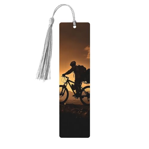 Holz-Lesezeichen für Männer und Frauen, Holz-Lesezeichen mit Löchern und Quasten, Vintage-Lesezeichen für Mountainbike am Abend, Holzanhänger, Ornamente, handgefertigte Bastel-Lesezeichen für Holz-Lesezeichen für Männer und Frauen, Holz-Lesezeichen mit Löchern und Quasten, Vintage-Lesezeichen für Mountainbike am Abend, Holzanhänger, Ornamente, handgefertigte Bastel-Lesezeichen für von LKTPSKQRY