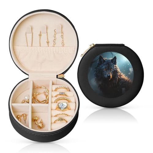 LKTPSKQRY Reise-Schmuckschatulle, Leder, klein, Schmuck-Organizer für Damen, tragbarer Schmuckkoffer, Fantasie-Wolf-Display, Aufbewahrungsboxen, Mini-Reiseetui für Halsketten, Ringe LKTPSKQRY Reise-Schmuckschatulle, Leder, klein, Schmuck-Organizer für Damen, tragbarer Schmuckkoffer, Fantasie-Wolf-Display, Aufbewahrungsboxen, Mini-Reiseetui für Halsketten, Ringe von LKTPSKQRY