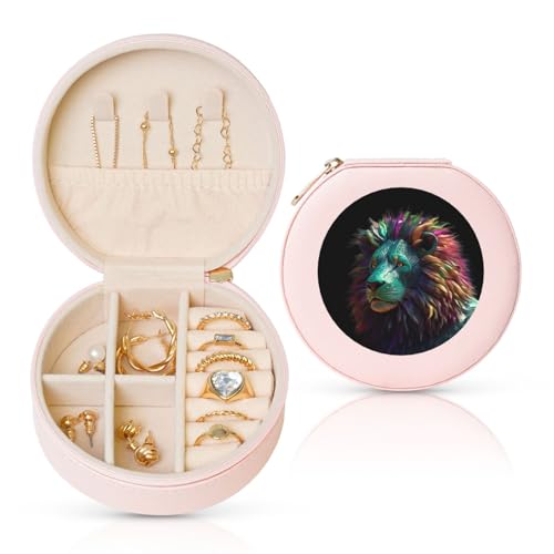 LKTPSKQRY Reise-Schmuckschatulle, Leder, klein, Schmuck-Organizer für Damen, tragbarer Schmuckkoffer, abstrakte 3D-Kunst, Löwen-Display, Aufbewahrungsboxen, Mini-Reiseetui für Halsketten, Ringe LKTPSKQRY Reise-Schmuckschatulle, Leder, klein, Schmuck-Organizer für Damen, tragbarer Schmuckkoffer, abstrakte 3D-Kunst, Löwen-Display, Aufbewahrungsboxen, Mini-Reiseetui für Halsketten, Ringe von LKTPSKQRY